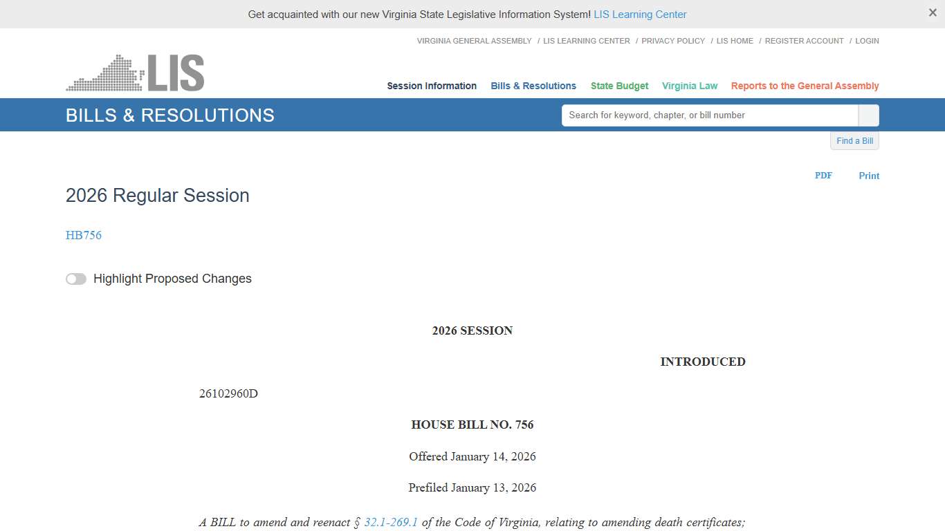 HB756 - 2026 Regular Session LIS