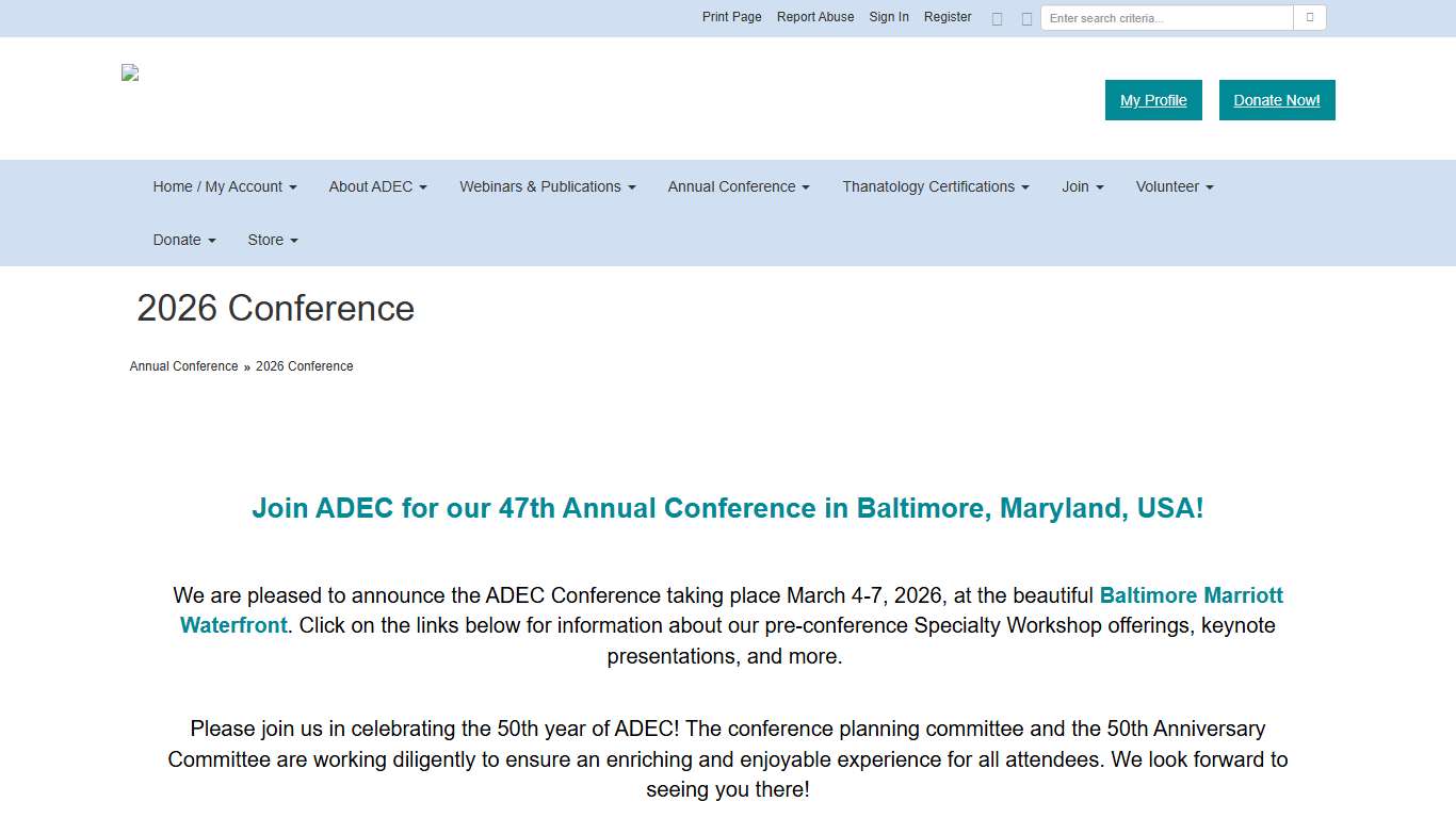 2026 Conference Main Page - Association for Death Education and Counseling